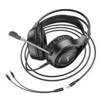 Sluchátka HOCO s kabelem a 3,5mm konektorem s mikrofonem W106, černá (5)