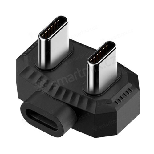 Přepojka USB-C + USB-C samec + Lightning samice - pro nabíjení mikrofonu - černá