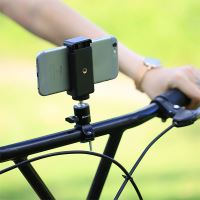 Držák na stativ / selfie tyč pro Apple iPhone / iPad - dvojitý - univerzální - 2x závit 1/4" - černý (6)
