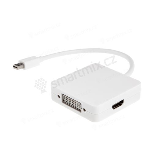 Přepojka / Redukce 3v1 Mini DisplayPort (Thunderbolt) na DVI / HDMI / VGA - 20cm - bílá