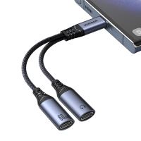 Přepojka / adaptér JOYROOM USB-C na audio USB-C + data USB-C - pro Apple iPhone / iPad - 10 cm - černá Přepojka / adaptér JOYROOM USB-C na audio USB-C + data USB-C - pro Apple iPhone / iPad - 10 cm - černá