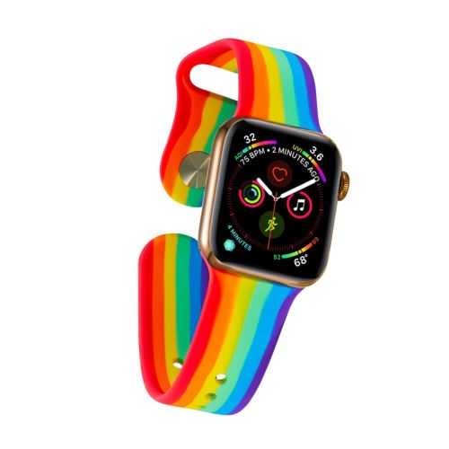 Řemínek pro Apple Watch - umělá kůže - duhový - černý