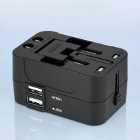 Cestovní adaptér WOZINSKY - EU / US / AUS / UK + 2x USB-A - 24W - černý (2)
