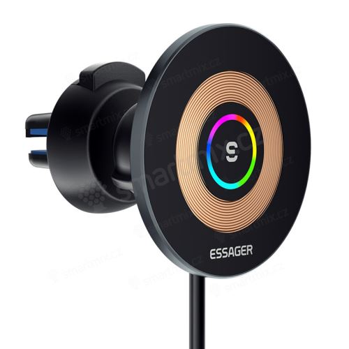 Držák do auta / MagSafe kompatibilní nabíječka ESSAGER - do ventilační mřížky - stříbrný