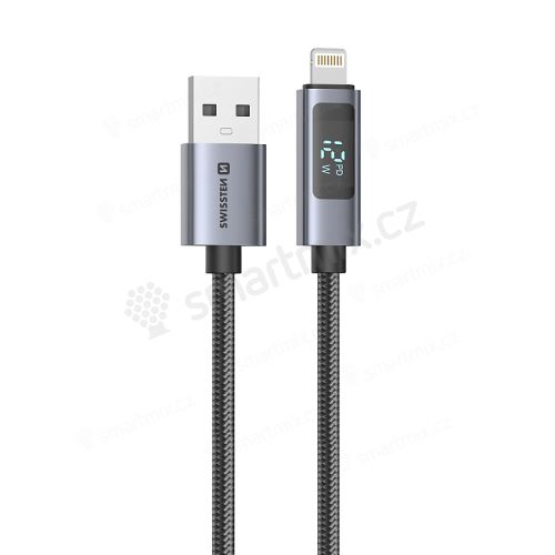 Kabel SWISSTEN USB-A na LIGHTNING s LCD displejem - 1,5m - černý