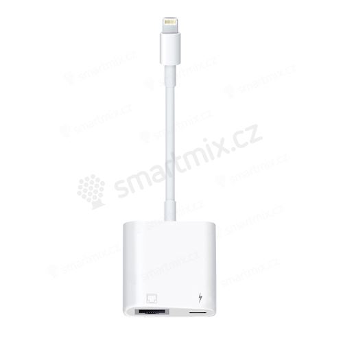 Přepojka / adaptér pro Apple iPhone / iPad - Lightning / ethernet + Lightning - bílá