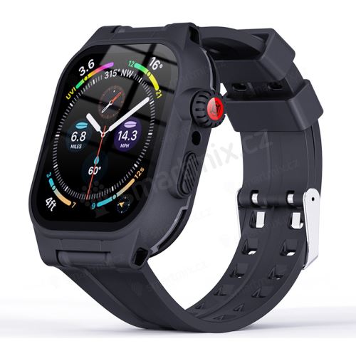Kryt / pouzdro SHELLBOX pro Apple Watch 41mm 7 / 8 / 9 - celotělové + řemínek - voděodolný - černý