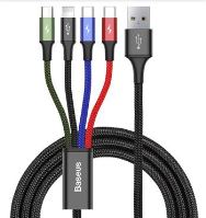 Baseus CA1T4-B01 Fast 4in1 Kabel Lightning, 2x USB-C, MicroUSB 3.5A 1.2m Black Baseus CA1T4-B01 Fast 4in1 Kabel Lightning, 2x USB-C, MicroUSB 3.5A 1.2m Black