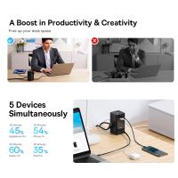 Nabíjecí stanice BASEUS pro Apple - USB-C + USB-A - USB-C kabel + 2x EU schuko - 65W - černá (7)