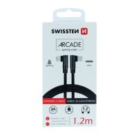 Nabíjecí kabel SWISSTEN Arcade pro Apple iPhone / iPad - USB-C / Lightning - 1,2m - tkanička - černý (3)