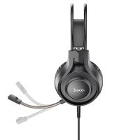 Sluchátka HOCO s kabelem a 3,5mm konektorem s mikrofonem W106, černá (3)