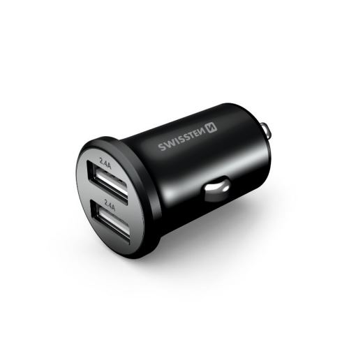 Autonabíječka / adaptér SWISSTEN - 2x USB (4,8A) - kovová