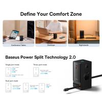 Nabíjecí stanice BASEUS pro Apple - USB-C + USB-A - USB-C kabel + 2x EU schuko - 65W - černá (8)