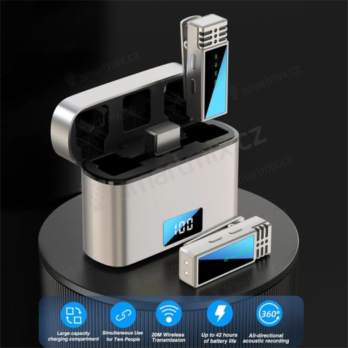 Mikrofon pro Apple iPhone - sada 2 kusů - Lightning - nabíjecí pouzdro - USB-C nabíjení