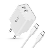 2v1 nabíjecí sada TECH-PROTECT pro Apple iPhone / iPad - 35W adaptér 2x USB-C + kabel USB-C - bílá 2v1 nabíjecí sada TECH-PROTECT pro Apple iPhone / iPad - 35W adaptér 2x USB-C + kabel USB-C - bílá