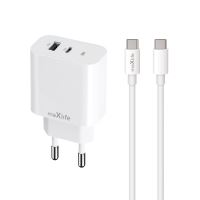 2v1 nabíjecí sada Maxlife 30W pro Apple zařízení - EU adaptér a kabel USB-C / USB-C - bílá 2v1 nabíjecí sada Maxlife 30W pro Apple zařízení - EU adaptér a kabel USB-C / USB-C - bílá
