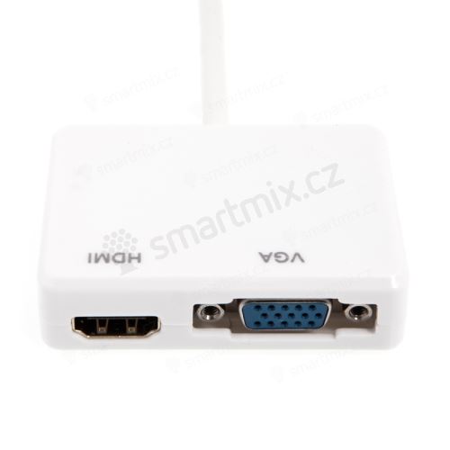Přepojka / redukce 2v1 Mini DisplayPort (Thunderbolt) na HDMI a VGA - 20cm - bílá