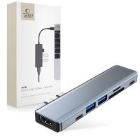 Rozbočovač / hub TECH-PROTECT pro Apple MacBook - 2x USB-C na 2x USB-A + 2x USB-C + HDMI - šedý