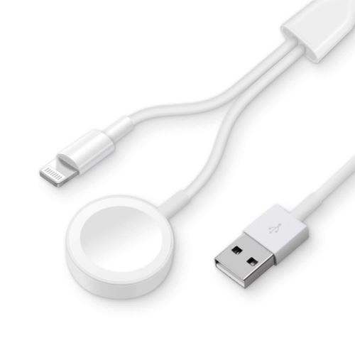 Synchronizační a nabíjecí kabel 2v1 Lightning + nabíječka Apple Watch - bílý - 1m