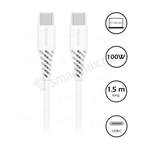 Synchronizační a nabíjecí kabel USB-C / USB-C SWISSTEN - 100W - 1,5m - bílý