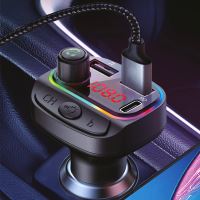 FM transmitter / vysílač SWISSTEN + autonabíječka 2x USB-a + USB-C + RGB podsvícení - černý (2)