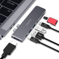 Přepojka / adaptér / rozbočovač CHOETECH - 2x USB-C na 2x USB-A + 2x USB-C + SD + HDMI - šedá (3)