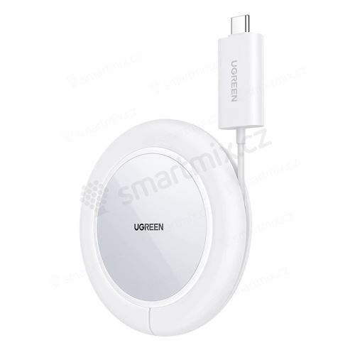 Bezdrátová nabíječka UGREEN pro Apple iPhone - podpora MagSafe / Qi - držák kabelu - bílá