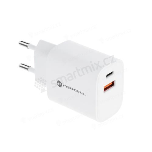 30W EU adaptér / nabíječka FORCELL - bílá