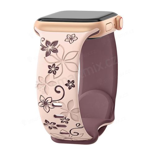 Řemínek pro Apple Watch 49mm / 46mm / 45mm / 44mm / 42mm - M - silikonový - květiny