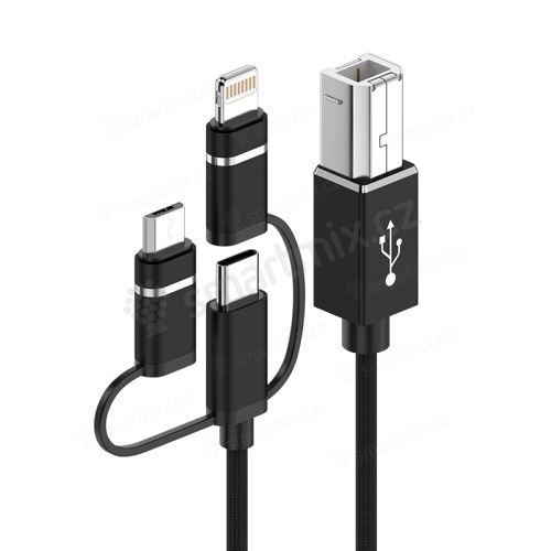 Kabel USB-B na USB-C / Lightning / Micro B pro Midi zařízení / tiskárny / periferií - 1m - černý