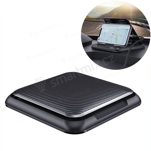 Stojánek / držák do auta ESSAGER pro Apple iPhone - protiskluzový - plastový - černý / karbon