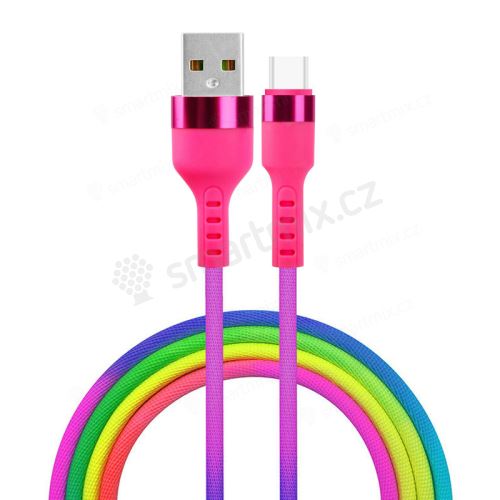 Nabíjecí kabel SETTY Rainbow pro Apple iPhone / iPad - USB-A / USB-C - duhový - 1,2m