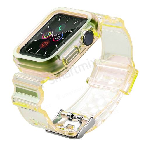 Kryt / pouzdro pro Apple Watch 4 / 5 / 6 / SE 44mm + řemínek - měnicí barvu na slunci - gumový - žlutý