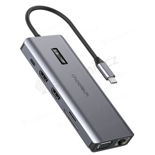 Dokovací stanice CHOETECH pro Apple MacBook - USB-C na USB-C + 4x USB-A + 2x HDMI + ethernet + VGA