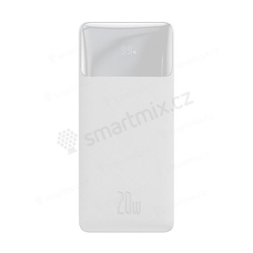 Externí baterie / power bank BASEUS - 2x USB + USB-C - LCD displej - bílá