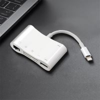 Přepojka / adaptér pro Apple iPhone / iPad - Lightning / 2x USB-A + ethernet + SD + Lightning - bílá Přepojka / adaptér pro Apple iPhone / iPad - Lightning / 2x USB-A + ethernet + SD + Lightning - bílá