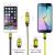 Kabel 2v1 synchronizační a nabíjecí Lightning a micro USB - žlutý / zelený - 1m