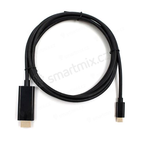 Kabel USB-C / HDMI - propojovací - zlaté kocovky - podpora 4K -1,8m - černý