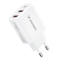 30W EU adaptér / nabíječka WOZINSKY - USB-C + 2x USB-A - bílá (1)