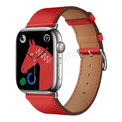 FORCELL F-DESIGN FA20 řemínek z ekokůže pro hodinky APPLE Watch 38 / 40 / 41 mm červený