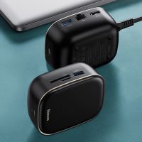 60W napájecí adaptér / dok / port replikátor BASEUS pro Apple MacBook - 2x USB-A + ethernet + HDMI + SD - bílá / zlatá (16)