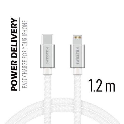 Synchronizační a nabíjecí kabel SWISSTEN - USB-C - Lightning pro Apple zařízení - tkanička - 1,2m