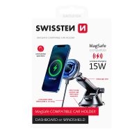 Držák SWISSTEN Dashboard - MagSafe 15W kompatibilní nabíječka - na palubní desku - černý (2)