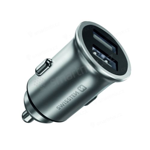 Autonabíječka / adaptér SWISSTEN - 2x USB (4,8A) - kovová