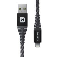 Synchronizační a nabíjecí kabel SWISSTEN Kevlar - USB-A / Lightning - 1,5m - antracitově černý Synchronizační a nabíjecí kabel SWISSTEN Kevlar - USB-A / Lightning - 1,5m - antracitově černý
