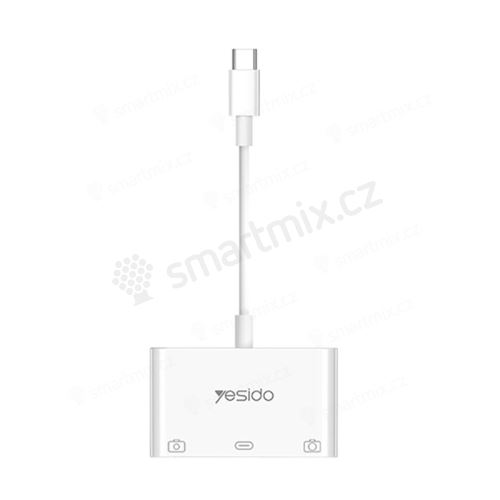Přepojka / redukce YESIDO pro Apple MacBook / iPad Pro - USB-C na USB-C + 2x USB-A 3.0 - bílá