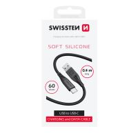 Kabel SWISSTEN Soft Silicone pro Apple - USB-A / USB-C - 0,4m - černý (1)