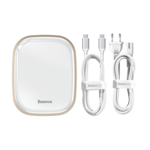 60W napájecí adaptér / dok / port replikátor BASEUS pro Apple MacBook - 2x USB-A + ethernet + HDMI + SD - bílá / zlatá