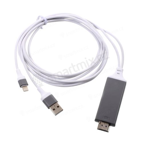 Propojovací kabel Lightning - HDMI včetně USB konektoru pro Apple iPhone / iPad a další zařízení - 2m