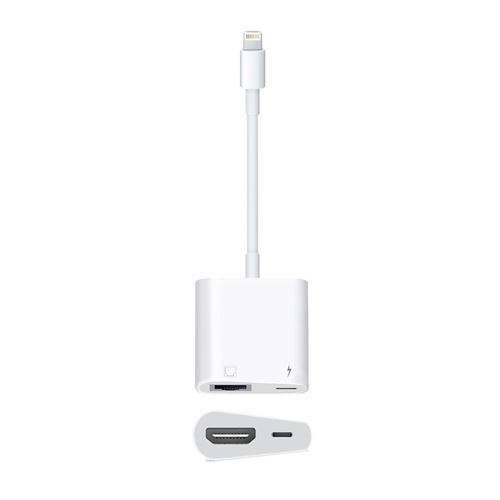 Přepojka / adaptér Lightning na HDMI + Lightning pro Apple iPhone / iPad - 10cm - bílá